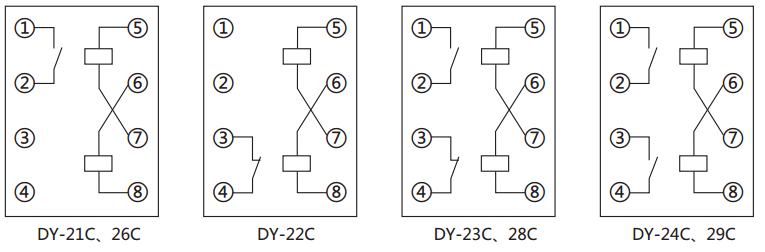 DY-24C電壓繼電器內部接線圖